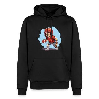 American Football Spielender Junge - Kids - Männer Premium Bio Hoodie - Schwarz - Vorne - Nico (187cm)