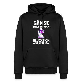 Gans Gänse - Männer Premium Bio Hoodie - Schwarz - Vorne - Nico (187cm)