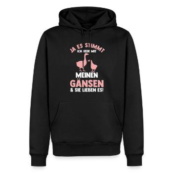 Gans Gänse - Männer Premium Bio Hoodie - Schwarz - Vorne - Nico (187cm)