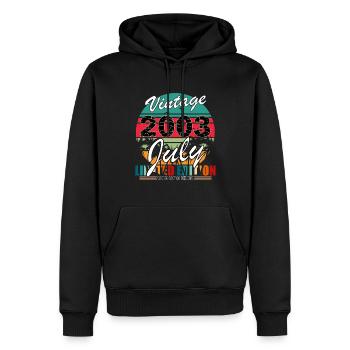 Juillet 2003 Juillet Cadeau d’anniversaire Juillet 2003 - Sweat à capuche Premium bio Homme - noir - Devant - Nico (187cm)
