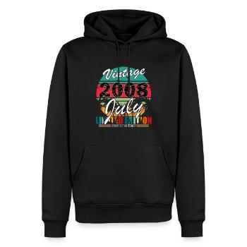 Juli 2008 | Jahrgang 2008 | geboren im Juli - Männer Premium Bio Hoodie - Schwarz - Vorne - Nico (187cm)