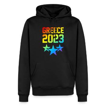 Greece 2023 - Männer Premium Bio Hoodie - Schwarz - Vorne - Nico (187cm)