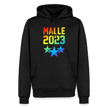 Malle 2023 - Sweat à capuche Premium bio Homme - noir - Devant - Nico (187cm)