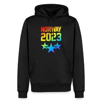 Norway 2023 - Männer Premium Bio Hoodie - Schwarz - Vorne - Nico (187cm)