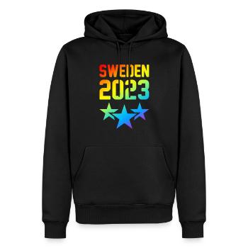 Suède 2023 - Sweat à capuche Premium bio Homme - noir - Devant - Nico (187cm)