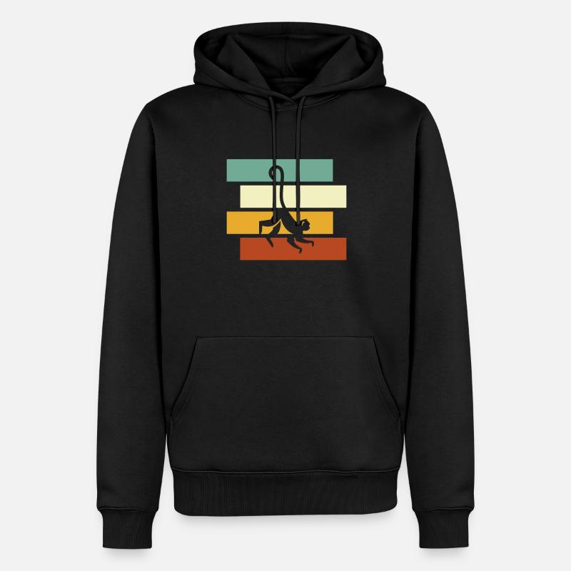 Affe Retro - Männer Premium Bio Hoodie - Schwarz