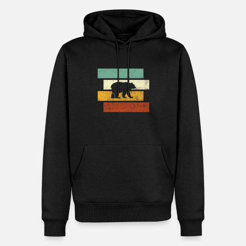 Bär Retro - Männer Premium Bio Hoodie - Schwarz
