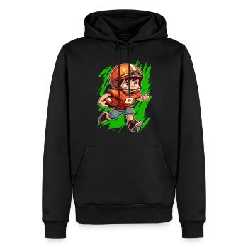 American Football Spielender Junge - Kids - Männer Premium Bio Hoodie - Schwarz - Vorne - Nico (187cm)