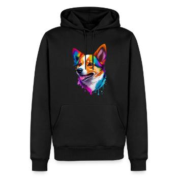Corgi Farbenfroher Hund Regenbogen Hunderasse - Männer Premium Bio Hoodie - Schwarz - Vorne - Nico (187cm)