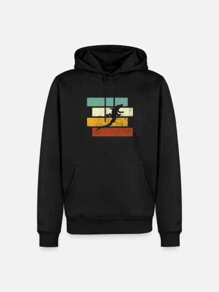 Krokodil Retro - Männer Premium Bio Hoodie - Schwarz