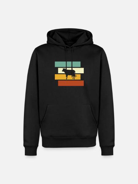 Cow Retro - Men’s Premium Organic Hoodie - black