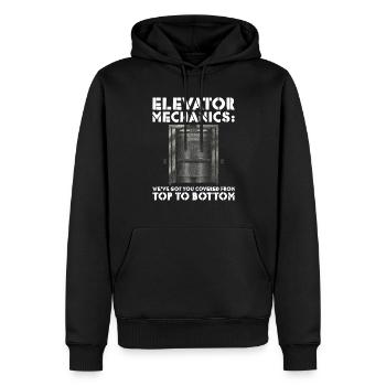 Aufzugsinstallateur-design Für Aufzugsmechaniker - Sweat à capuche Premium bio Homme - noir - Devant - Nico (187cm)