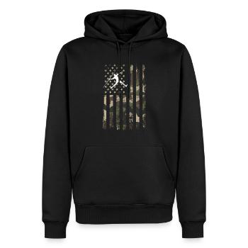 Lancer du javelot au drapeau américain - Sweat à capuche Premium bio Homme - noir - Devant - Nico (187cm)
