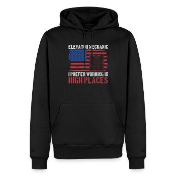 Patriotisches Aufzugsmechanik-design Für - Sweat à capuche Premium bio Homme - noir - Devant - Nico (187cm)