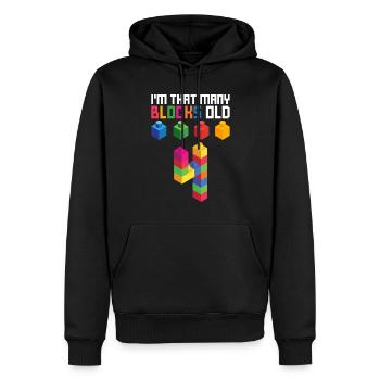 Blockgebäude Geburtstagsdesign Für 4 Jahre Junge - Sweat à capuche Premium bio Homme - noir - Devant - Nico (187cm)