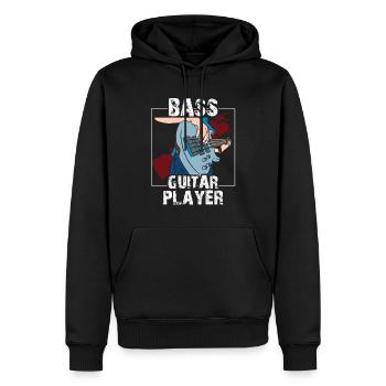Guitariste Basse Bassiste Musicien Basse Guitare - Sweat à capuche Premium bio Homme - noir - Devant - Nico (187cm)