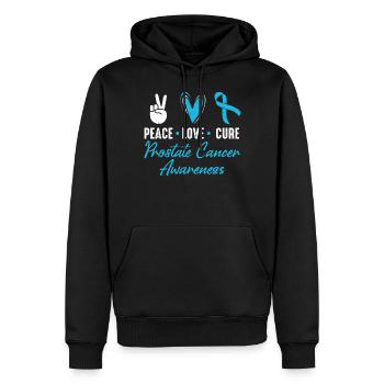 Frieden Liebe Heilung Prostatakrebs - Männer Premium Bio Hoodie - Schwarz - Vorne - Nico (187cm)