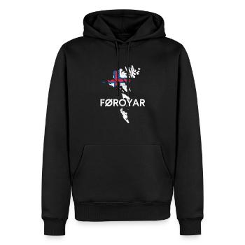 Îles Féroé, Flag Îles Féroé - Sweat à capuche Premium bio Homme - noir - Devant - Nico (187cm)
