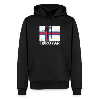 Îles Féroé, Flag Îles Féroé - Sweat à capuche Premium bio Homme - noir - Devant - Nico (187cm)