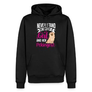 Fille et son chien du palais de Pékin - Sweat à capuche Premium bio Homme - noir - Devant - Nico (187cm)