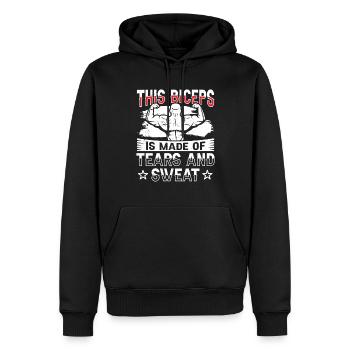 Ce biceps est fait de larmes et de sueur - Sweat à capuche Premium bio Homme - noir - Devant - Nico (187cm)