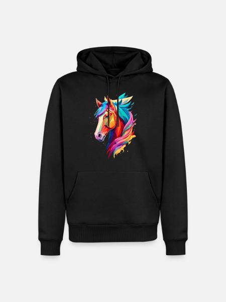 Polygon Pferd - Männer Premium Bio Hoodie - Schwarz