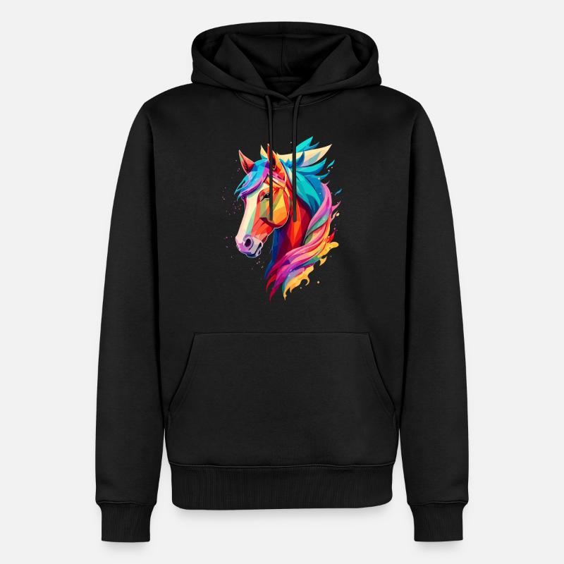 Cheval polygonal - Sweat à capuche Premium bio Homme - noir