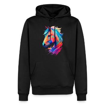 Reitsport Pferde Design Kunstvolle Illustration - Männer Premium Bio Hoodie - Schwarz - Vorne - Nico (187cm)