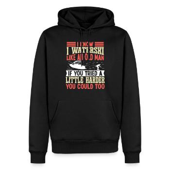 I waterski like an old man - Männer Premium Bio Hoodie - Schwarz - Vorne - Nico (187cm)
