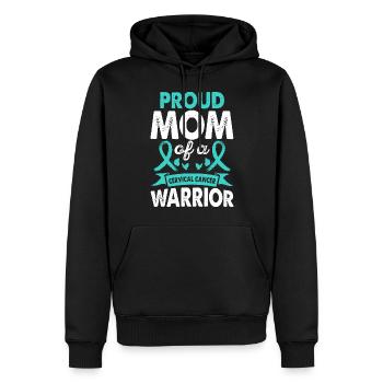 Mère d’un guerrier cervical - Sweat à capuche Premium bio Homme - noir - Devant - Nico (187cm)