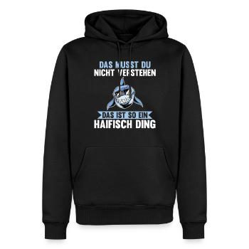 Fische Haifisch - Männer Premium Bio Hoodie - Schwarz - Vorne - Nico (187cm)