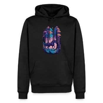 Magisches Pferd im düsteren magischen Wald - Männer Premium Bio Hoodie - Schwarz - Vorne - Nico (187cm)