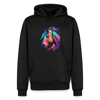 Tête de cheval de poney belle œuvre d’art pour les cavaliers - Sweat à capuche Premium bio Homme - noir - Devant - Nico (187cm)