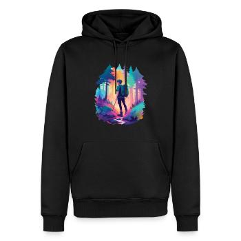 Hiking Natur Wandern Urlaub Wanderer im Wald - Männer Premium Bio Hoodie - Schwarz - Vorne - Nico (187cm)