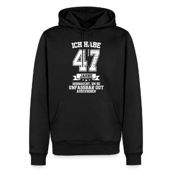 47. Geburtstag Geschenk Habe 47 Jahre Gebraucht - Männer Premium Bio Hoodie - Schwarz - Vorne - Nico (187cm)