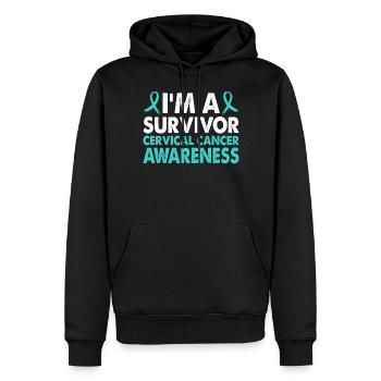 Mois de la sensibilisation au cancer du col de l’utérus - Sweat à capuche Premium bio Homme - noir - Devant - Nico (187cm)