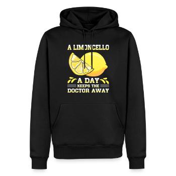 Amateur de limoncello italien - Sweat à capuche Premium bio Homme - noir - Devant - Nico (187cm)