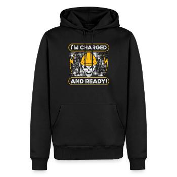 Electrician I'm Charged And Ready Electrical Engineer - Men’s Premium Organic Hoodie - black - Front - Nico (187cm)