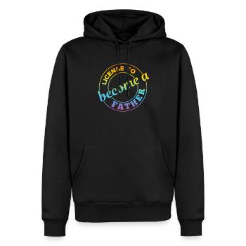 Drôle de fête des pères - Licence pour devenir père - Sweat à capuche Premium bio Homme - noir - Devant - Nico (187cm)