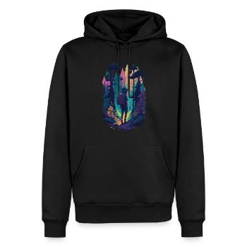 Wald Wandern Natur Hiking Design Illustration - Männer Premium Bio Hoodie - Schwarz - Vorne - Nico (187cm)