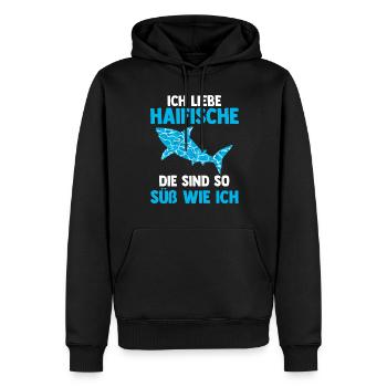 Fische Haifisch - Männer Premium Bio Hoodie - Schwarz - Vorne - Nico (187cm)