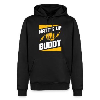 Elektriker Watt's Up Buddy Elektroingenieur - Männer Premium Bio Hoodie - Schwarz - Vorne - Nico (187cm)