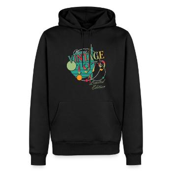 Vintage 1979 Vintage Birthday Retro Gift - Men’s Premium Organic Hoodie - black - Front - Nico (187cm)