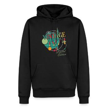 Vintage 1974 Vintage Retro Birthday Gift - Men’s Premium Organic Hoodie - black - Front - Nico (187cm)