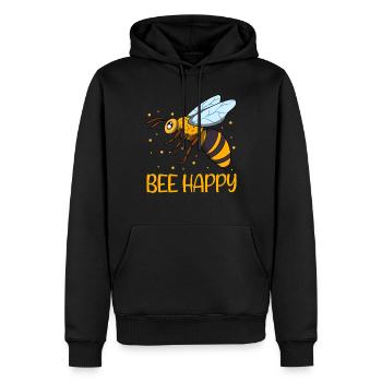 Bee Happy - Sweat à capuche Premium bio Homme - noir - Devant - Nico (187cm)