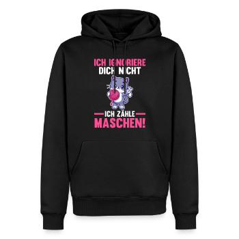 Katze Stricken Nähen Häkeln - Männer Premium Bio Hoodie - Schwarz - Vorne - Nico (187cm)