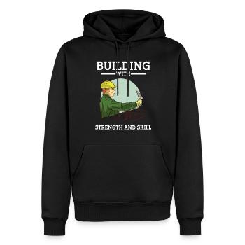 Construction Worker Building With Strength And Skill Construction - Men’s Premium Organic Hoodie - black - Front - Nico (187cm)