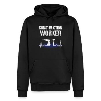 Bauarbeiter Construction Worker Heartbeat Handwerk - Männer Premium Bio Hoodie - Schwarz - Vorne - Nico (187cm)