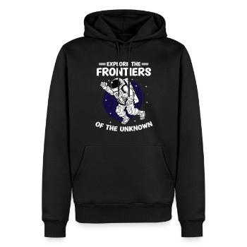 Astronaut Explore Frontiers Of Unknown Spaceman - Men’s Premium Organic Hoodie - black - Front - Nico (187cm)
