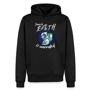 Astronaut Down To Earth Is Overrated Spaceman - Men’s Premium Organic Hoodie - black - Front - Nico (187cm)